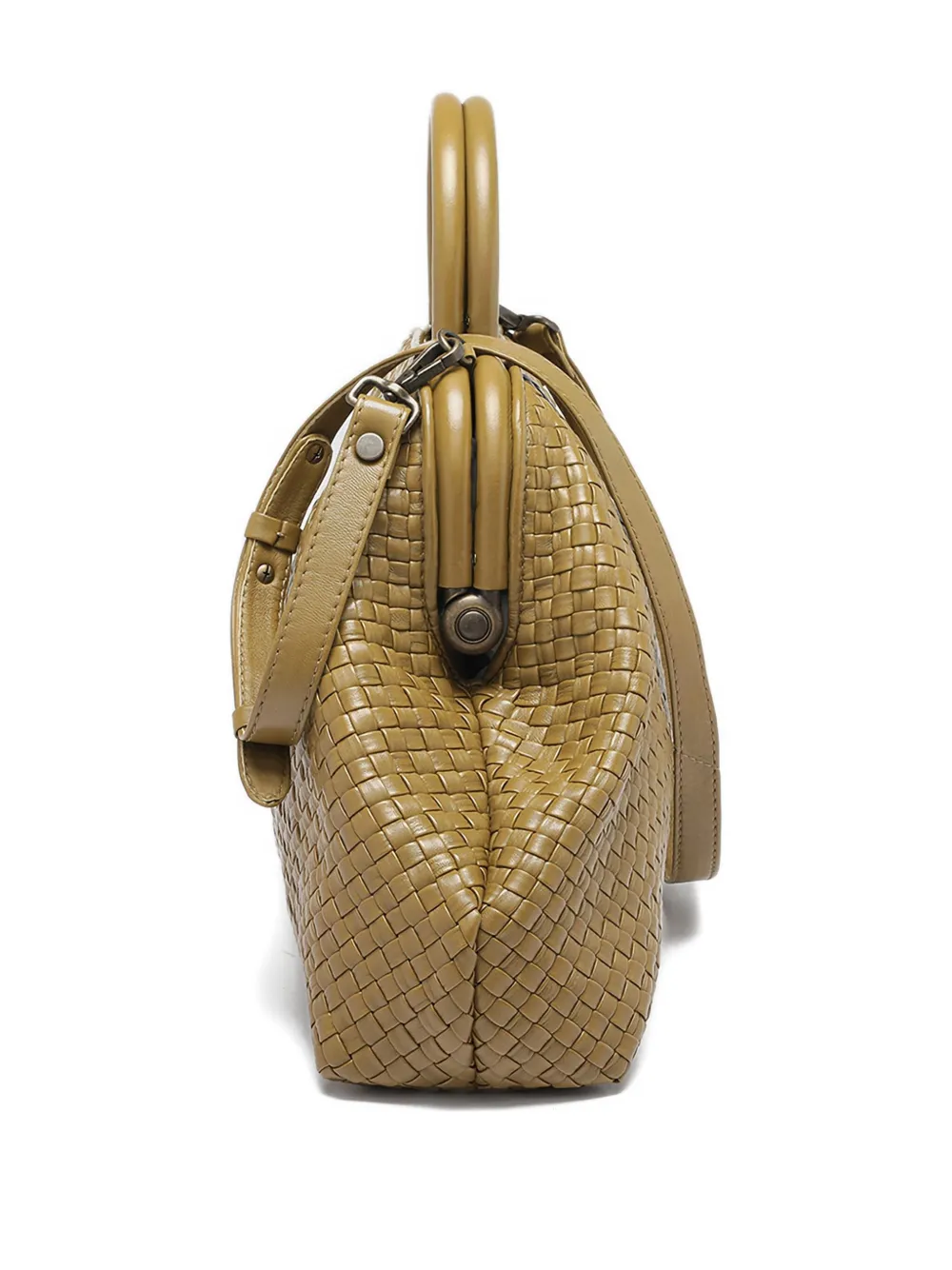 Officine Creative Helen woven top-handle shoulder bag - Geel