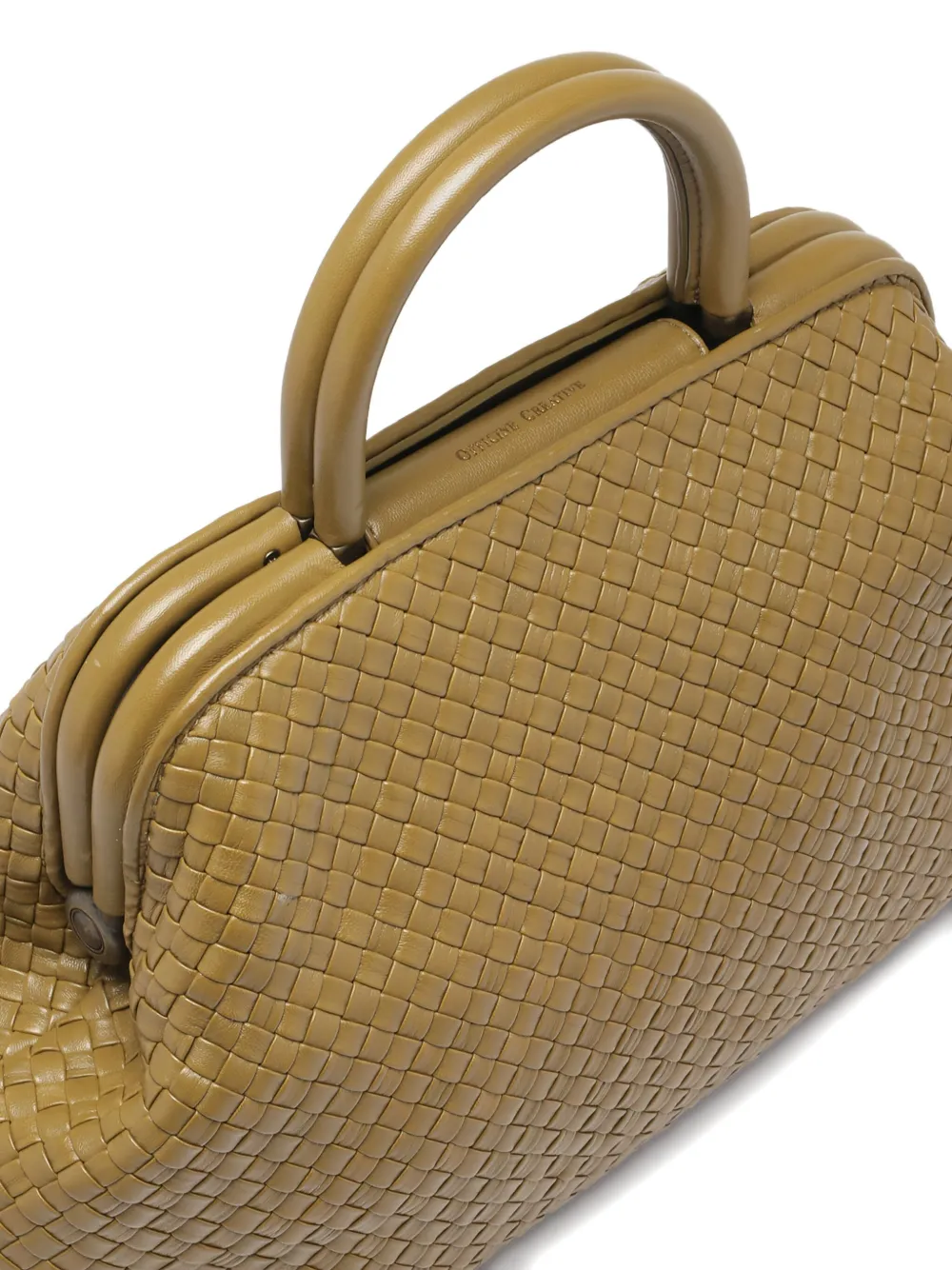 Officine Creative Helen Woven Top-handle Shoulder Bag In Green