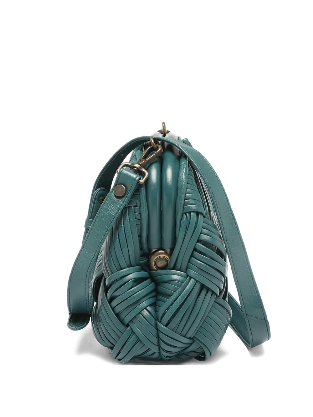 Officine Creative Helen/12 Woven Leather Tote Bag In Green