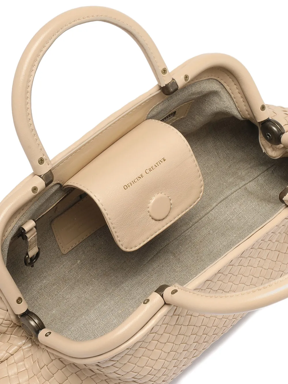 Officine Creative Woven Leather Shoulder Bag In Neutral