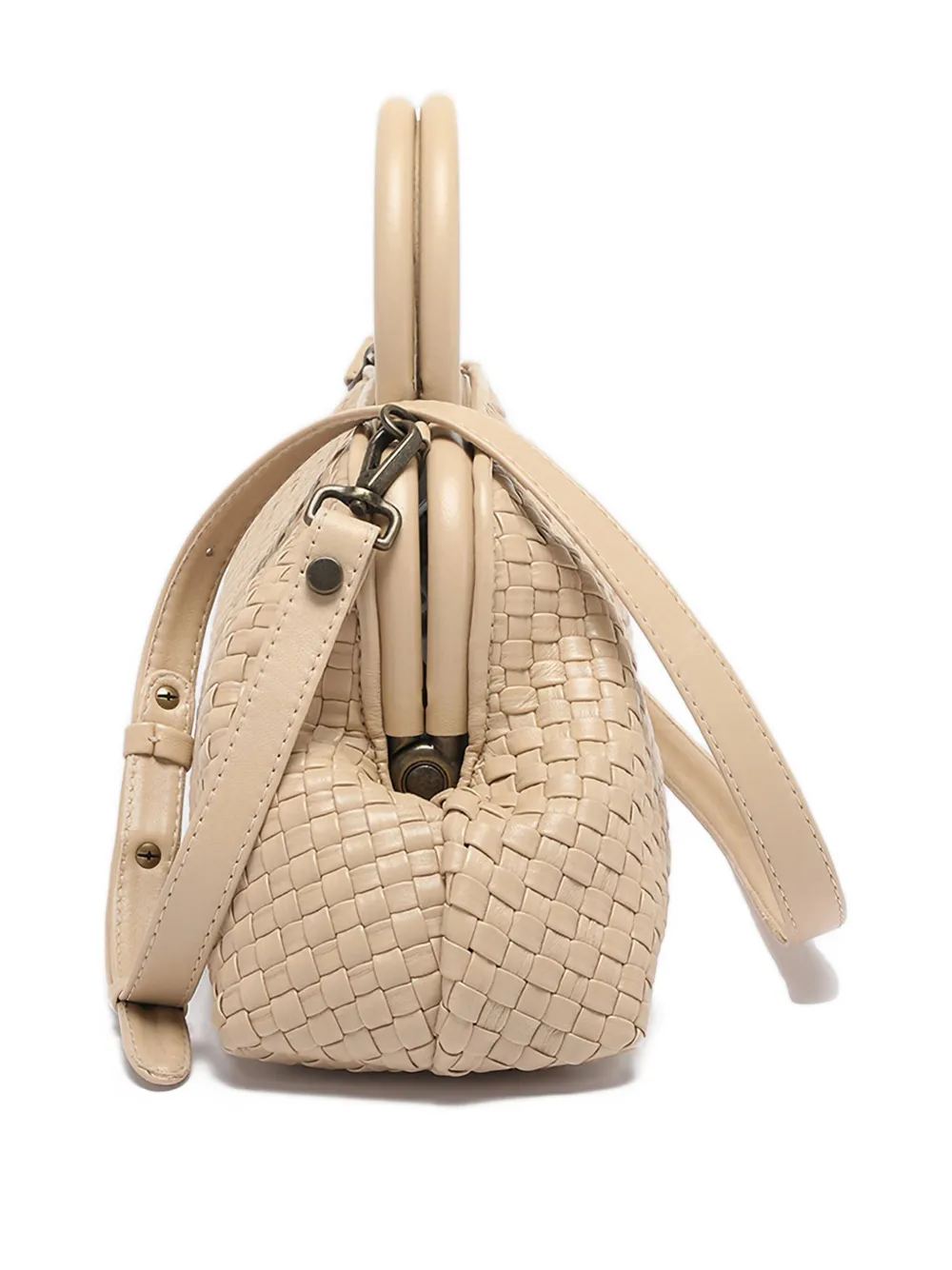 Officine Creative Woven Leather Shoulder Bag In Neutral