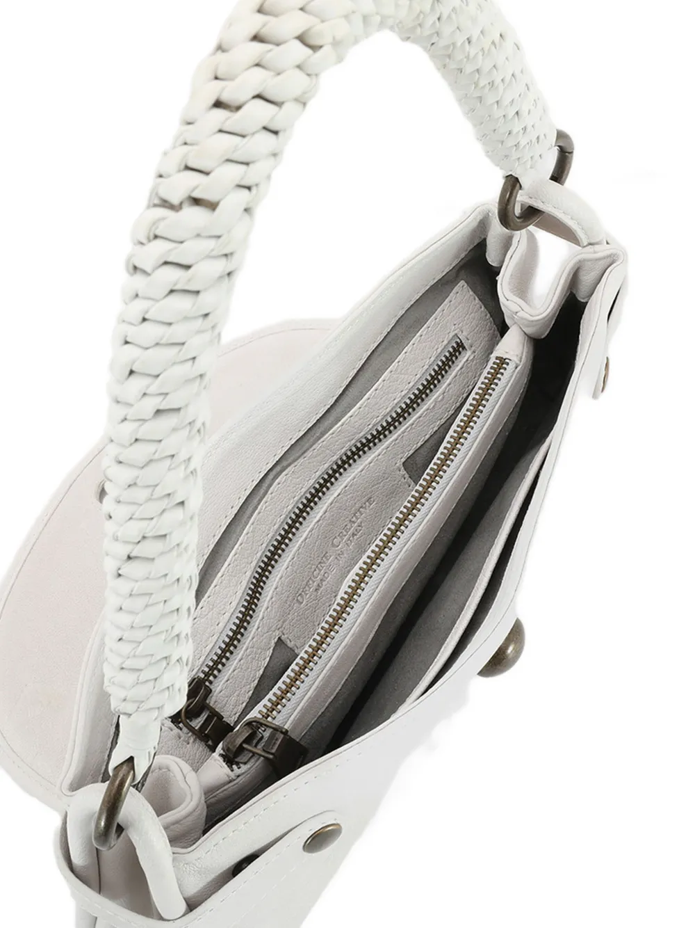 Officine Creative Holes Leather Shoulder Bag In White