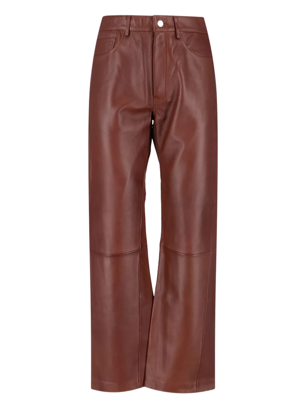 Sunflower Straight Twist leather trousers | Brown | Image 1