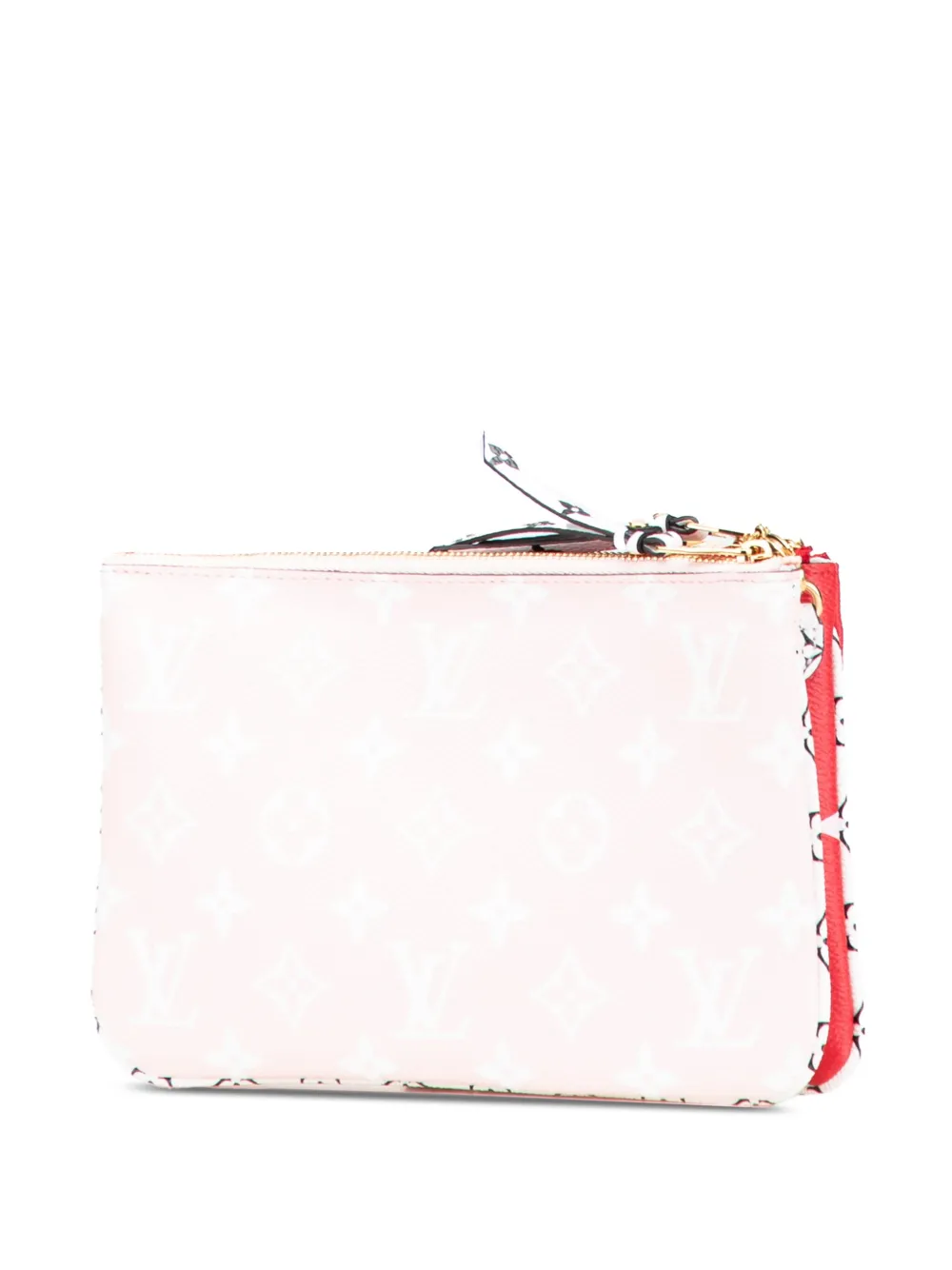 Pre-owned Louis Vuitton 2019 Limited Edition Monogram Giant Double Zip Pochette Crossbody Bag In Pink