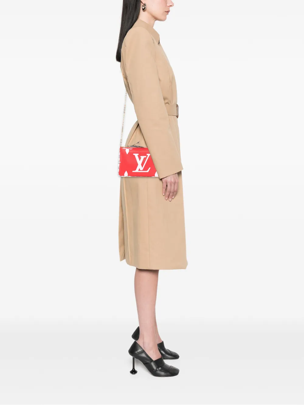Pre-owned Louis Vuitton 2019 Limited Edition Monogram Giant Double Zip Pochette Crossbody Bag In Pink