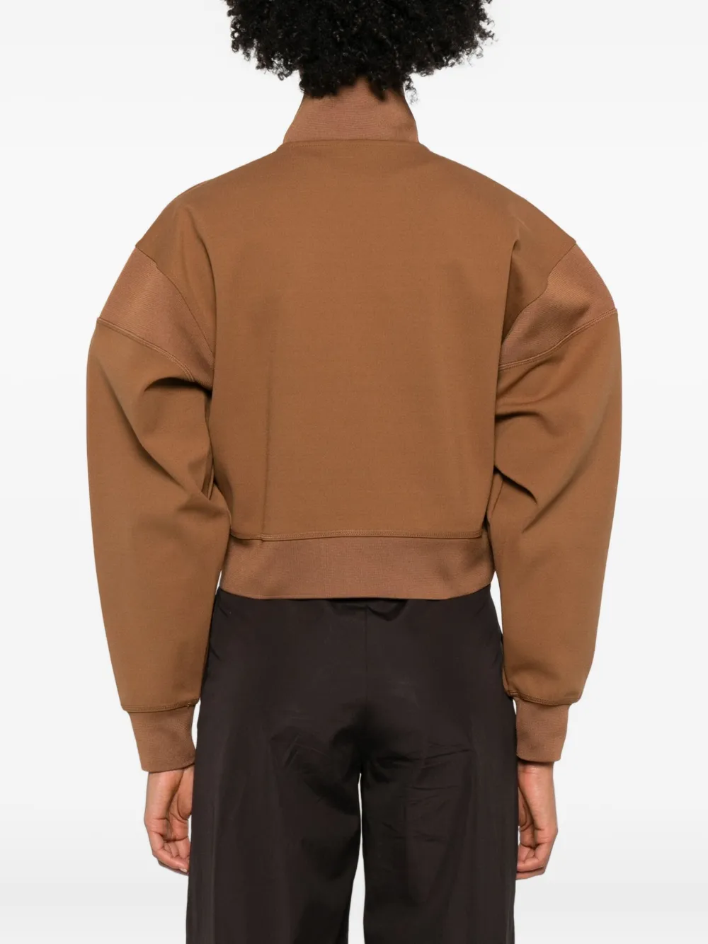 Adidas By Stella Mccartney Zip-front Panelled Sweatshirt In Brown