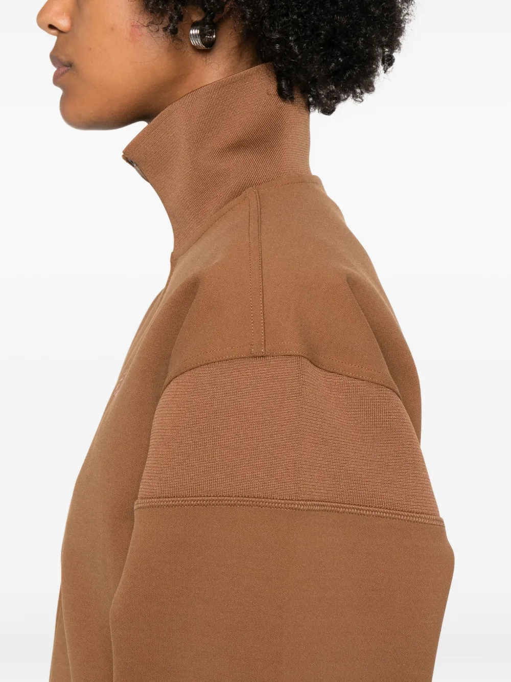 Adidas By Stella Mccartney Zip-front Panelled Sweatshirt In Brown