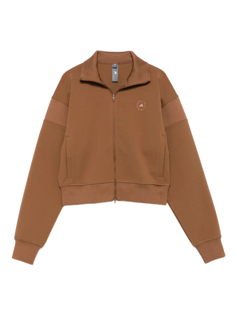 Adidas By Stella Mccartney Zip-front Panelled Sweatshirt In Brown