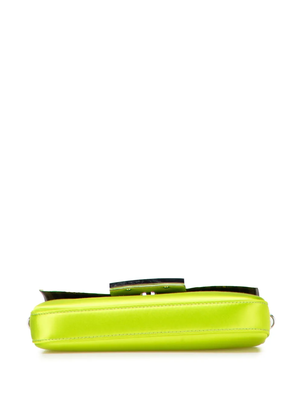 Pre-owned Fendi 2000-2025 Silk Baguette Phone Pouch Satchel In Green