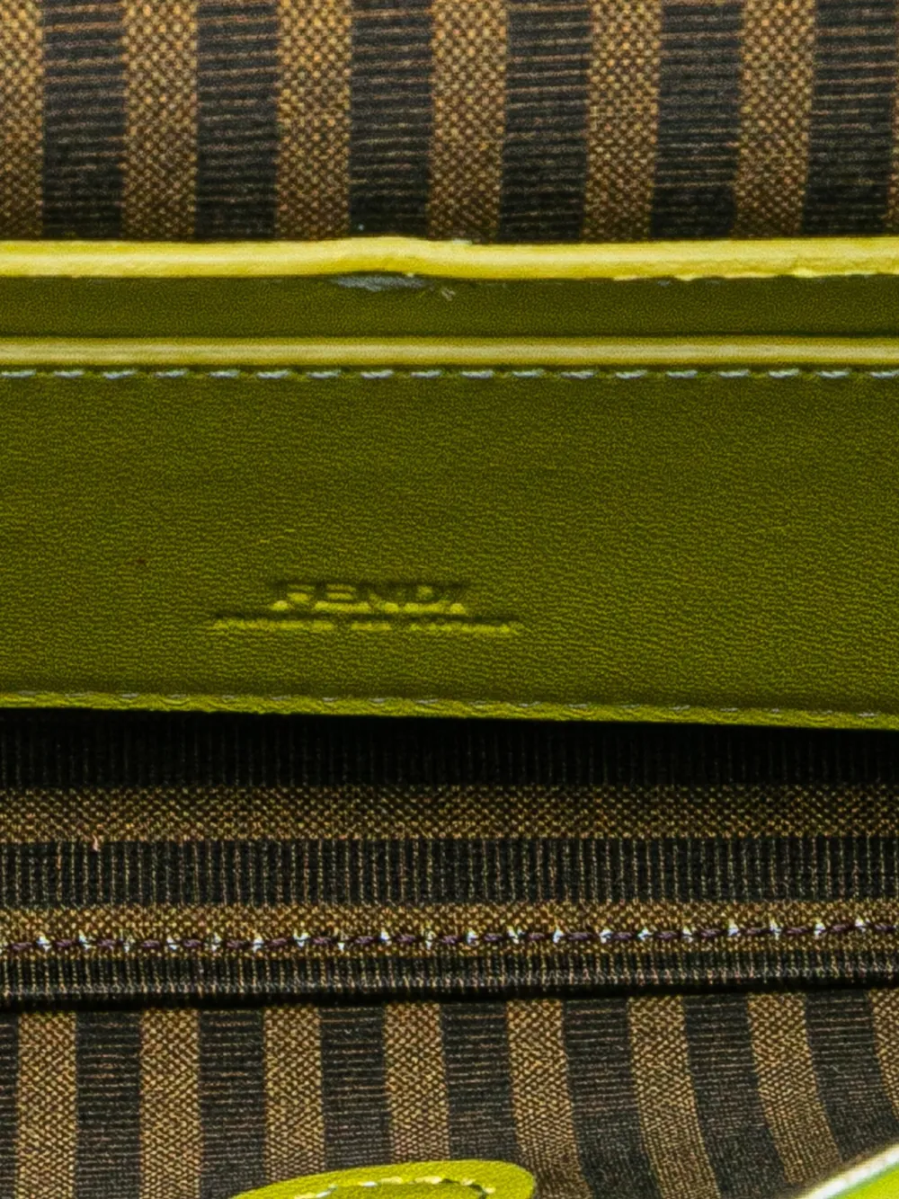 Pre-owned Fendi 2000-2025 Silk Baguette Phone Pouch Satchel In Green
