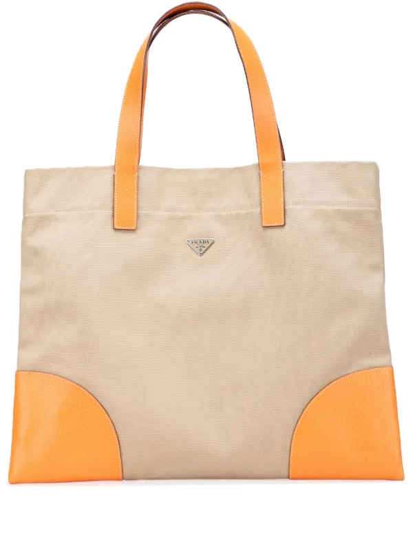 Prada Pre-owned 2000-2013 Cinghiale Trimmed Canapa Tote Bag in Brown