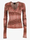 Just Cavalli python-print V-neck top - Pink