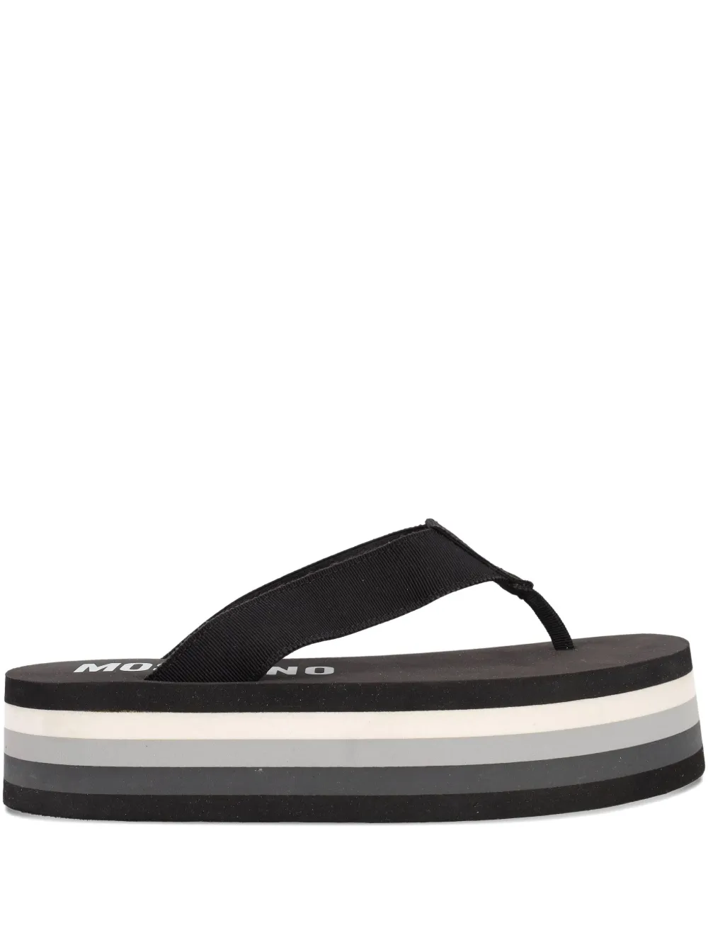 Pre-owned Moschino Striped-pattern Platform Flip-flops In Black