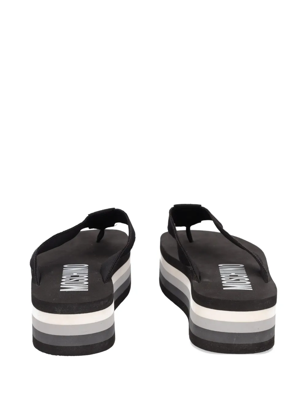 Pre-owned Moschino Striped-pattern Platform Flip-flops In Black