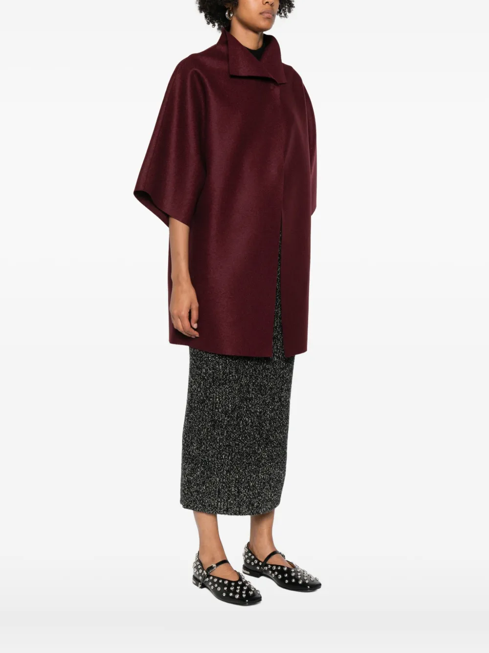 Harris Wharf London Short-sleeve Collared Coat In Red