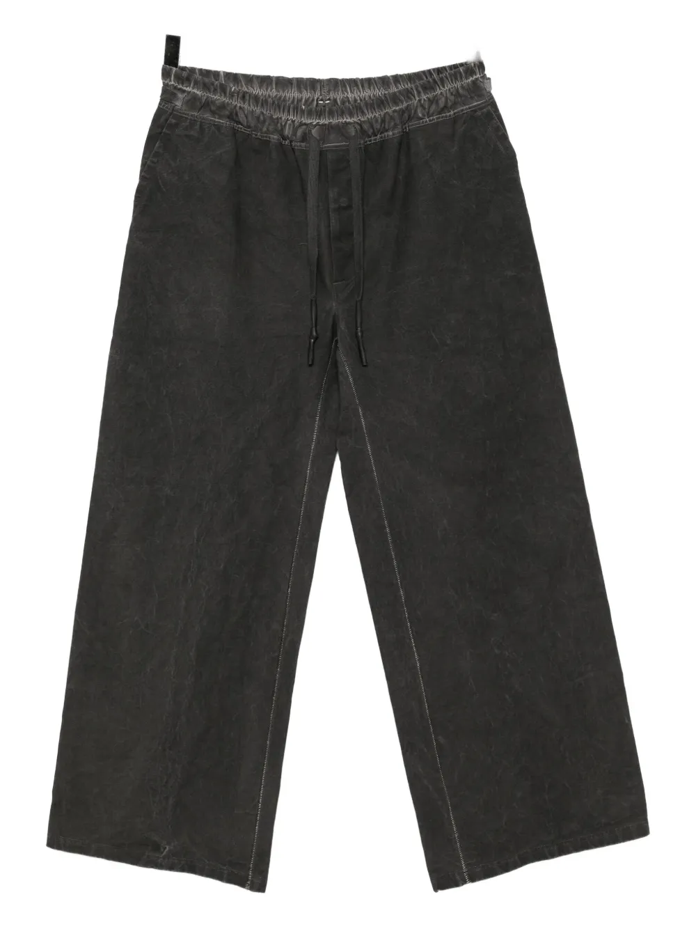 69 By Isaac Sellam Garment-dyed Trousers In Black