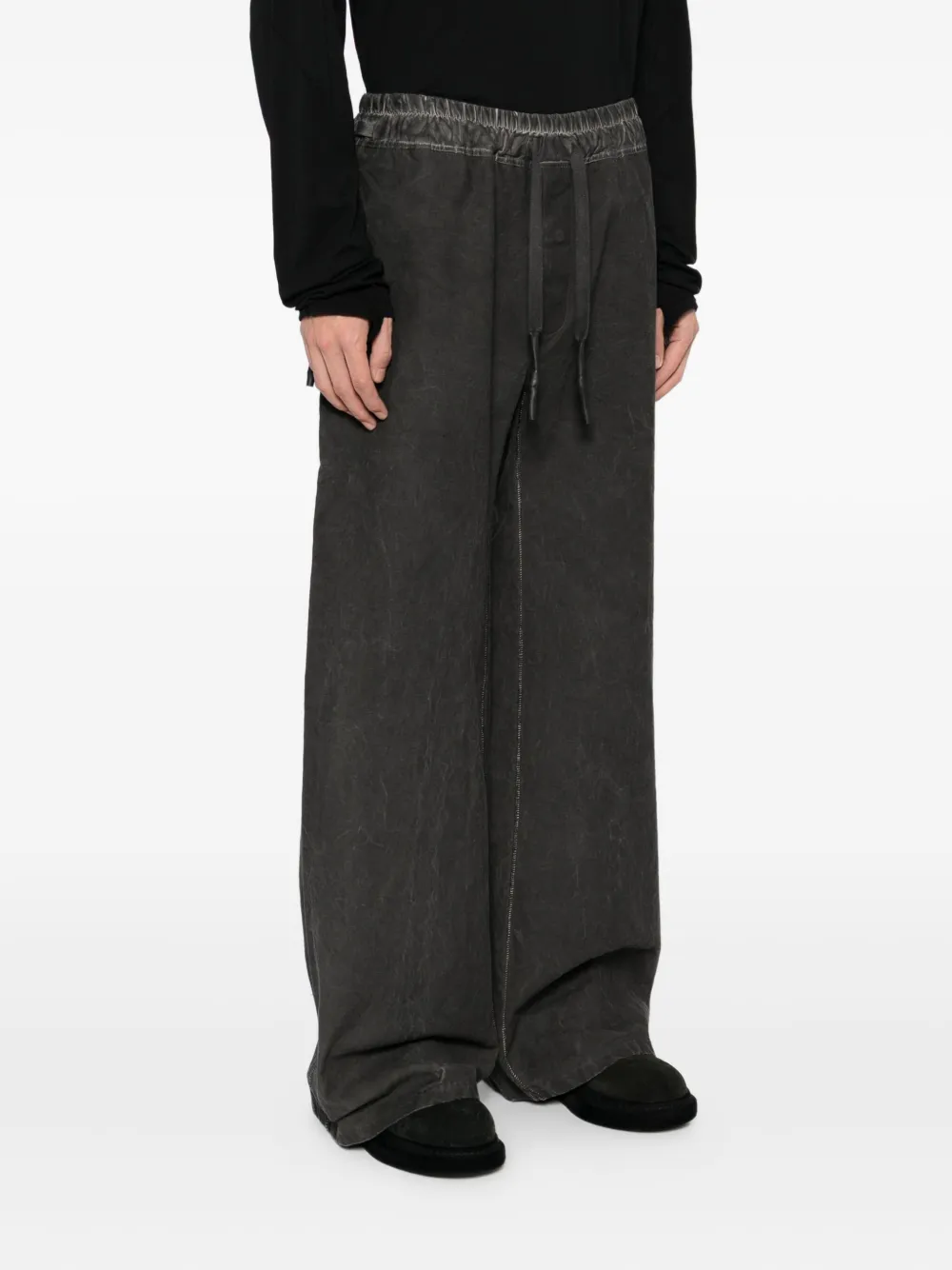 69 By Isaac Sellam Garment-dyed Trousers In Black