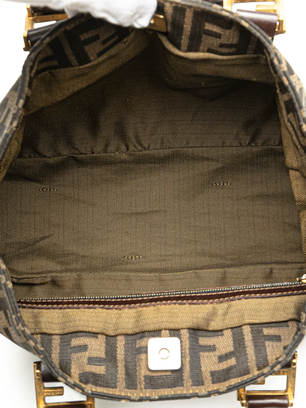 Pre-owned Fendi 2000-2017 Small Zucca Canvas Twins Tote Bag In Brown