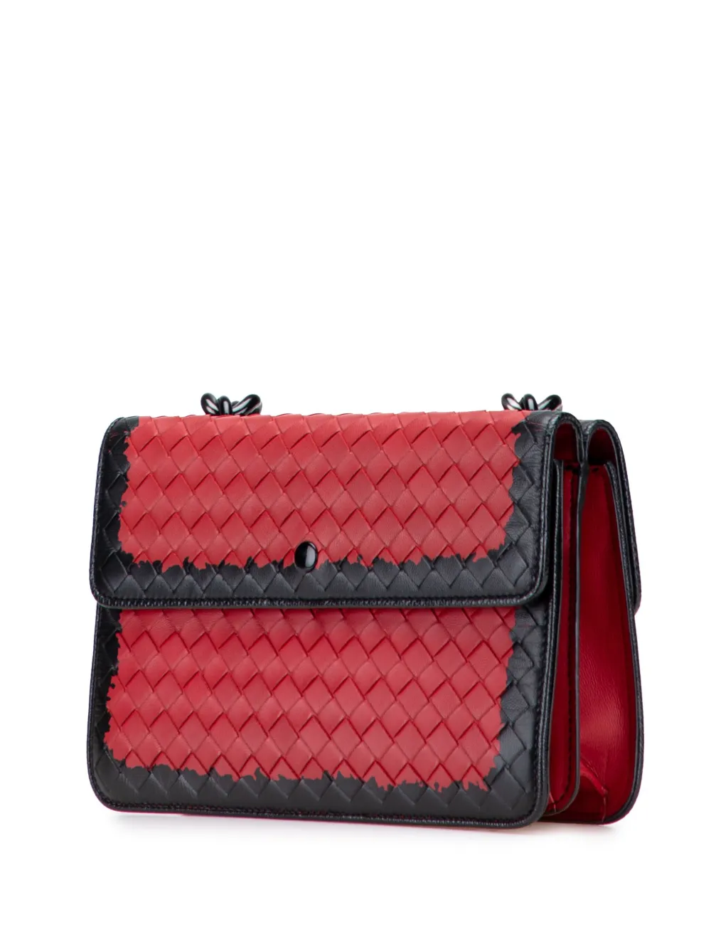 Pre-owned Bottega Veneta 2012-2025 Nappa Intrecciato Glass Shoulder Bag In Black