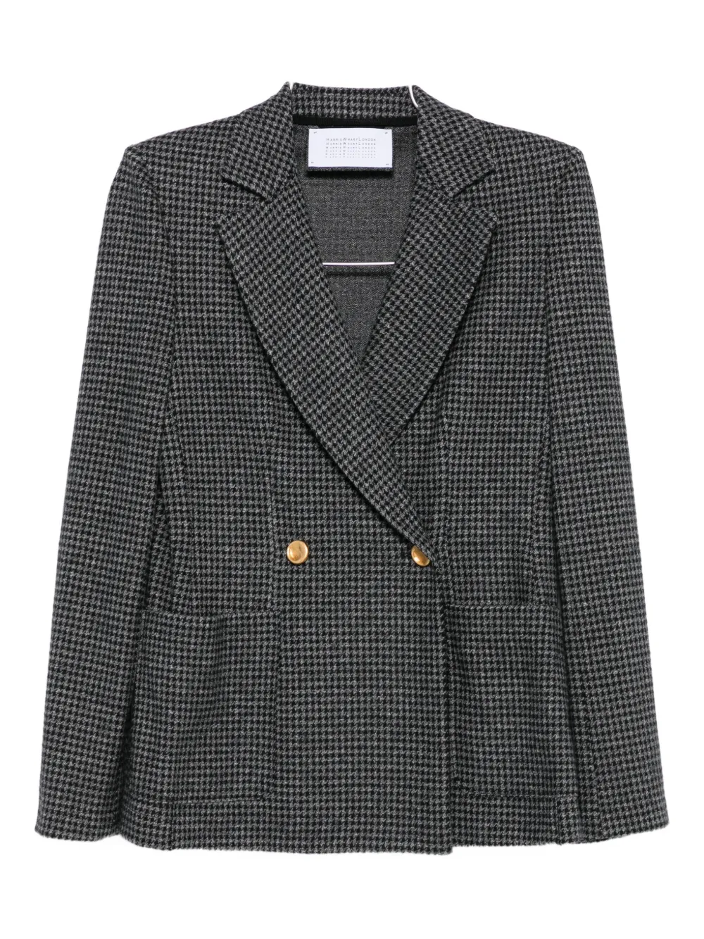 Harris Wharf London Houndstooth Double-breasted Blazer In Gray