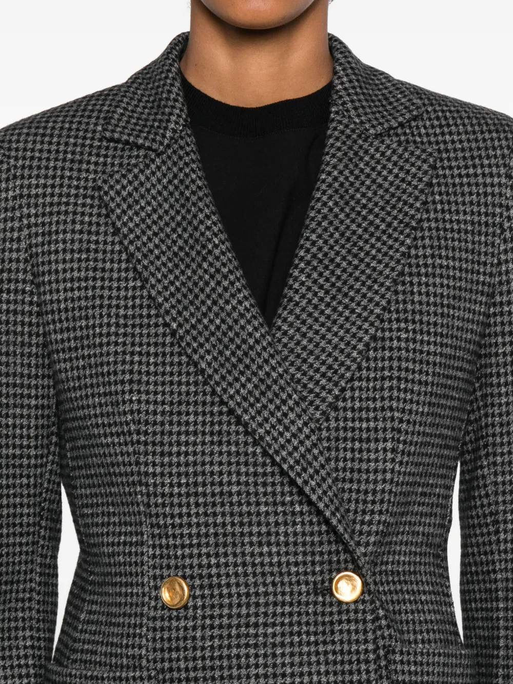 Harris Wharf London Houndstooth Double-breasted Blazer In Gray