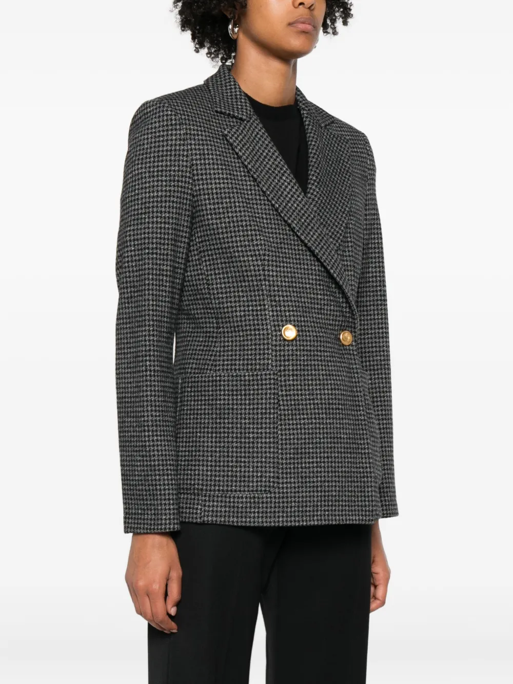 Harris Wharf London Houndstooth Double-breasted Blazer In Gray