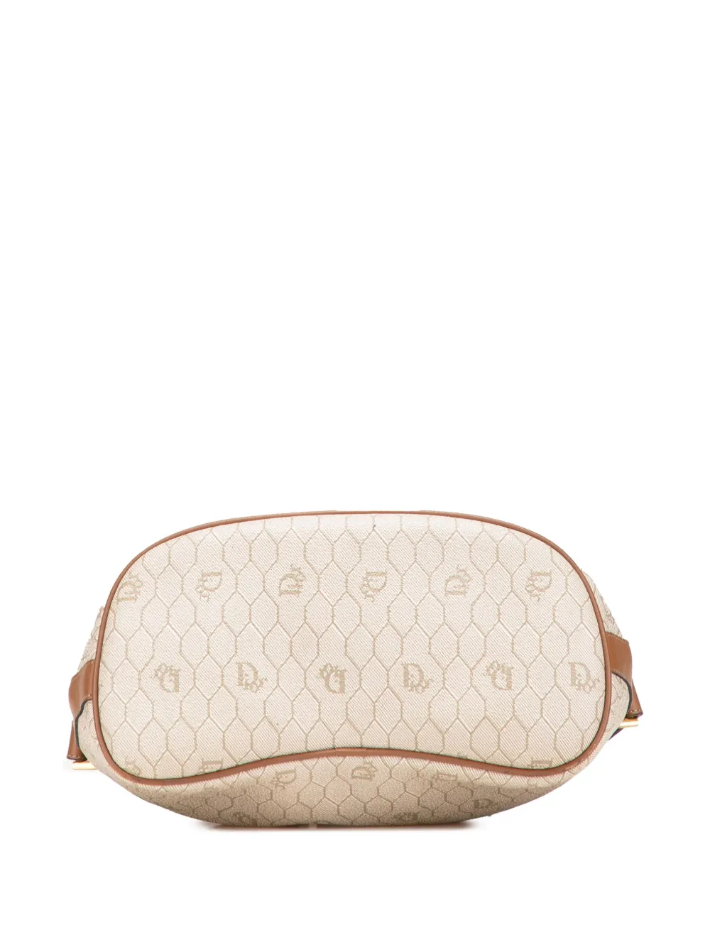 Pre-owned Dior 20th Century Honeycomb Coated Canvas Drawstring Bucket Bag In Brown