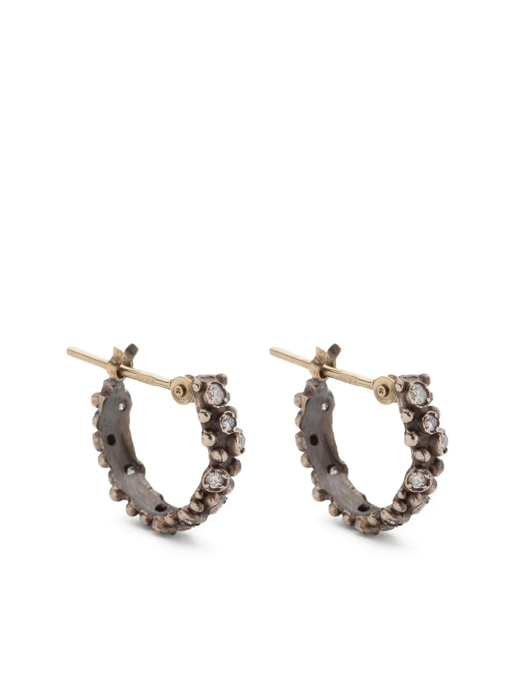 Noguchi 14K white gold Sand diamond huggie earrings | Bruin | Image 1