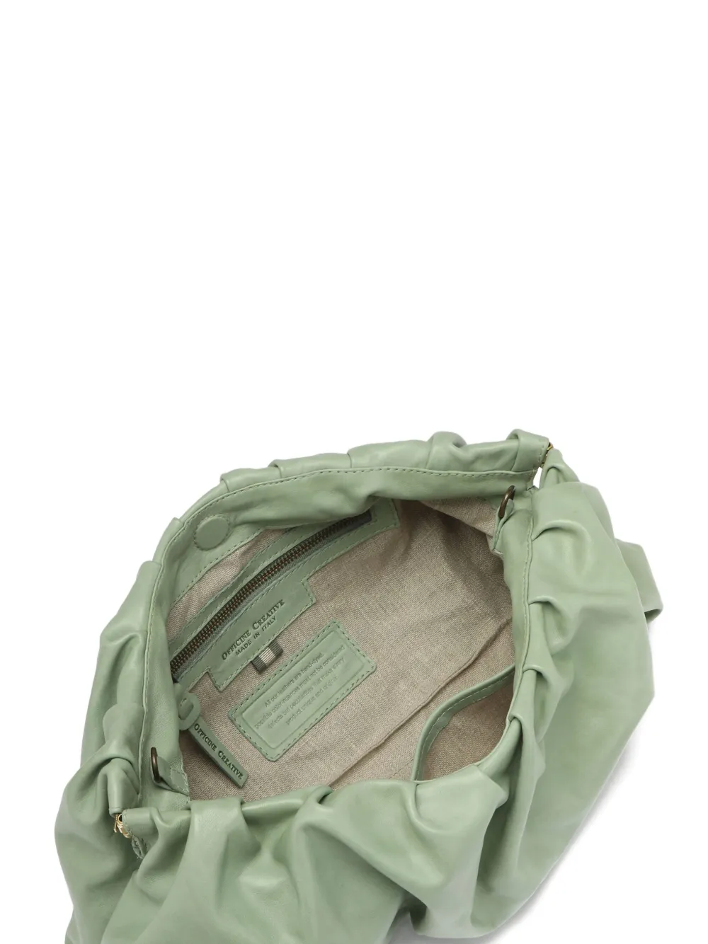 Officine Creative Bolina Pleated Leather Shoulder Bag In Green