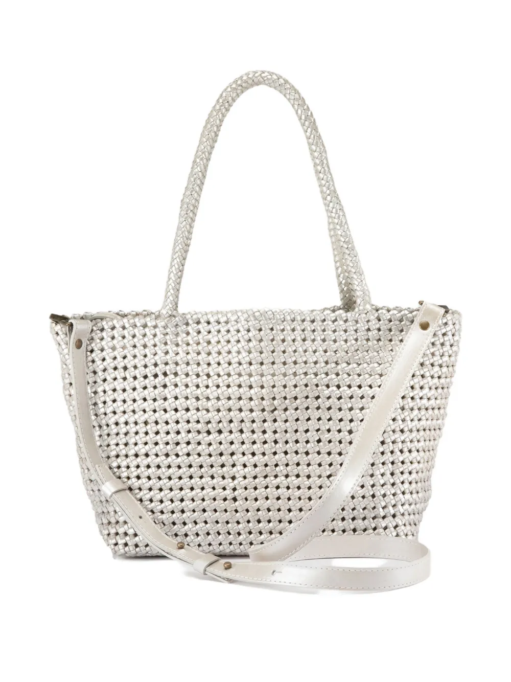 Officine Creative Susan Braided Leather Shoulder Bag In Gray