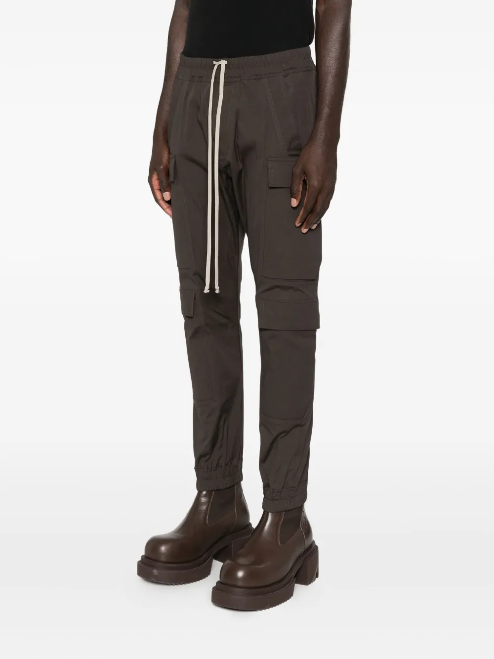Rick Owens Drawstring Cargo Trousers In Brown