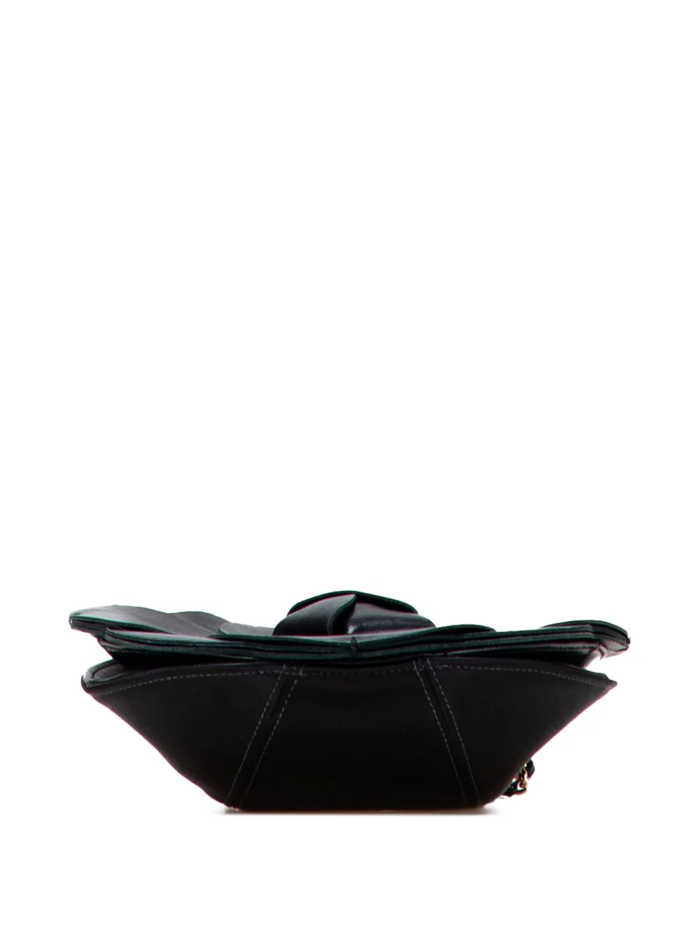 Pre-owned Chanel 2002-2003 Lambskin And Satin Camellia Flower Evening Bag Handbag In Black