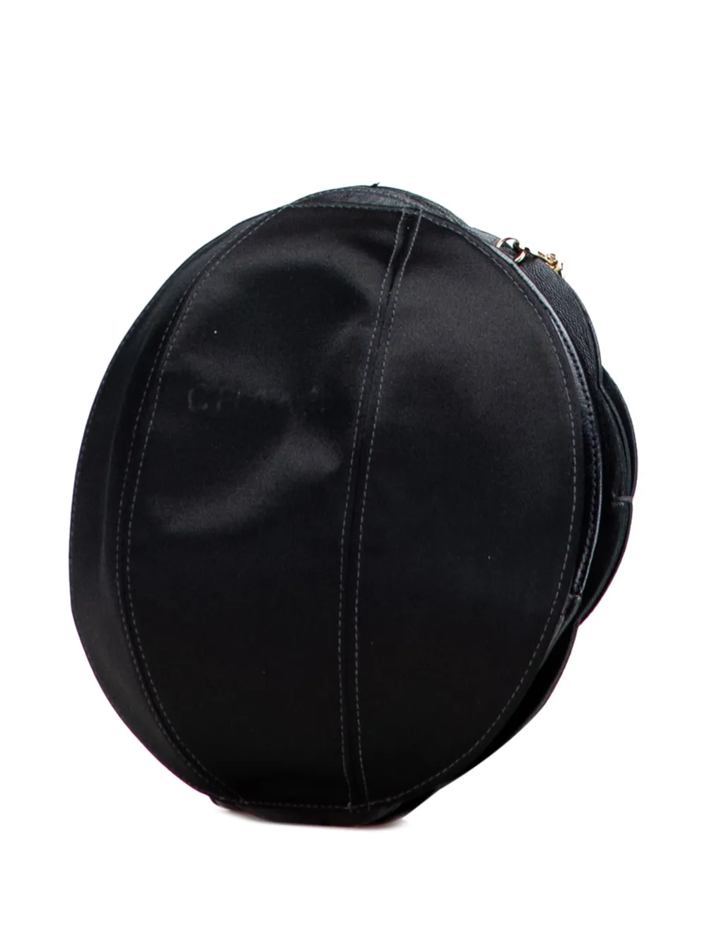 Pre-owned Chanel 2002-2003 Lambskin And Satin Camellia Flower Evening Bag Handbag In Black
