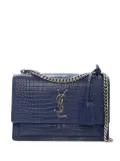 Saint Laurent Pre-Owned 2017 Medium Croc Embossed Monogram Sunset Bag crossbody bag - Blue