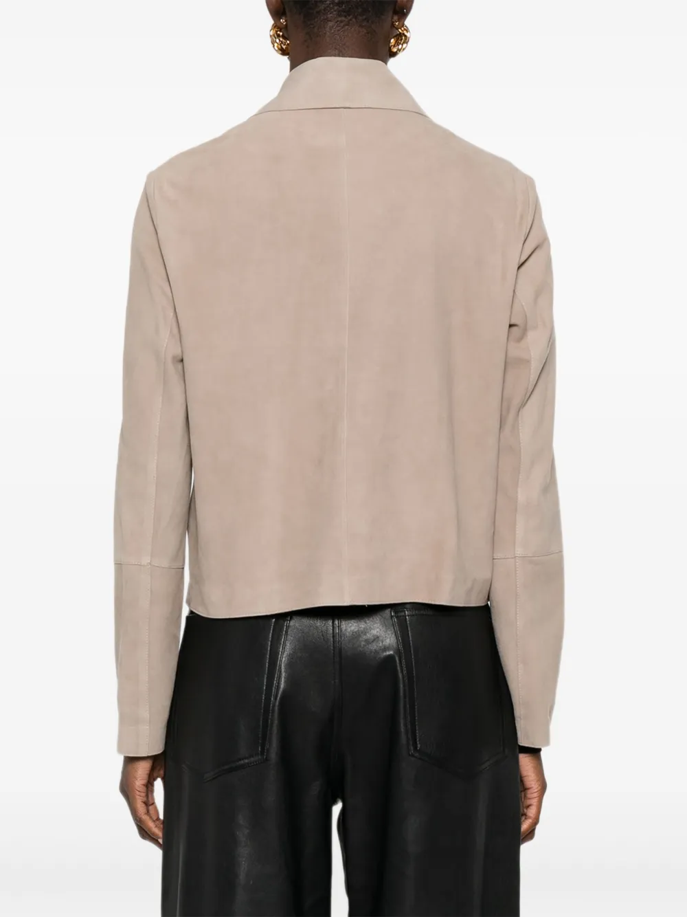 Arma Button Suede Jacket In Brown