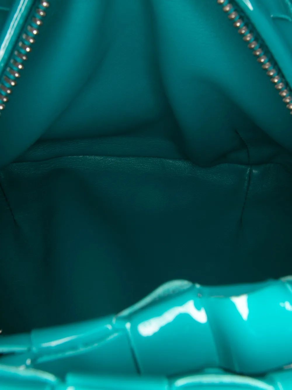 Pre-owned Bottega Veneta 2020-2025 Mini Patent Intrecciato Jodie Hobo Bag In Blue