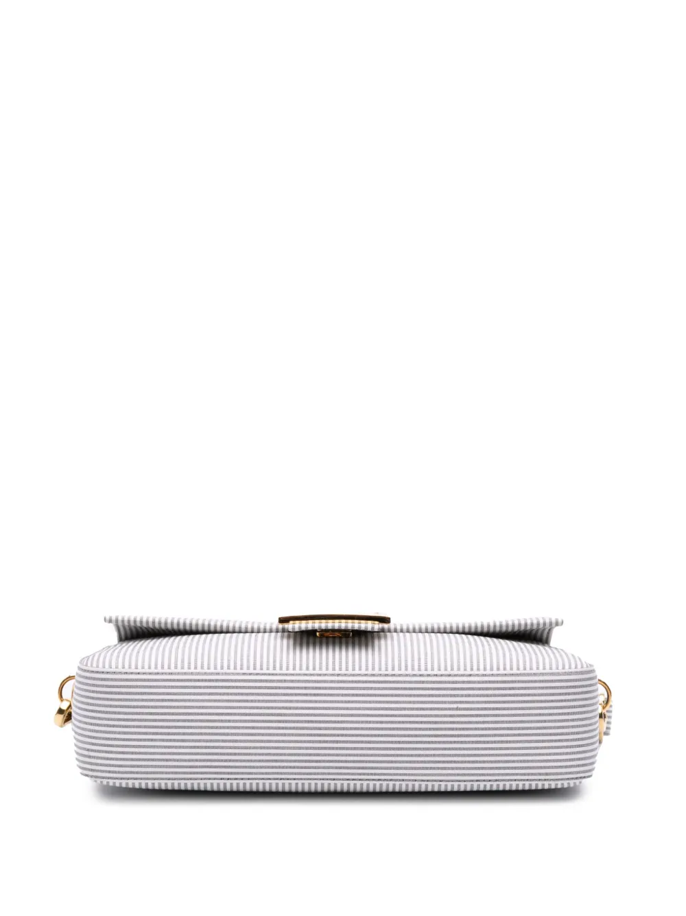 Pre-owned Fendi 2010-2025 Medium Striped Canvas Baguette Satchel In Gray