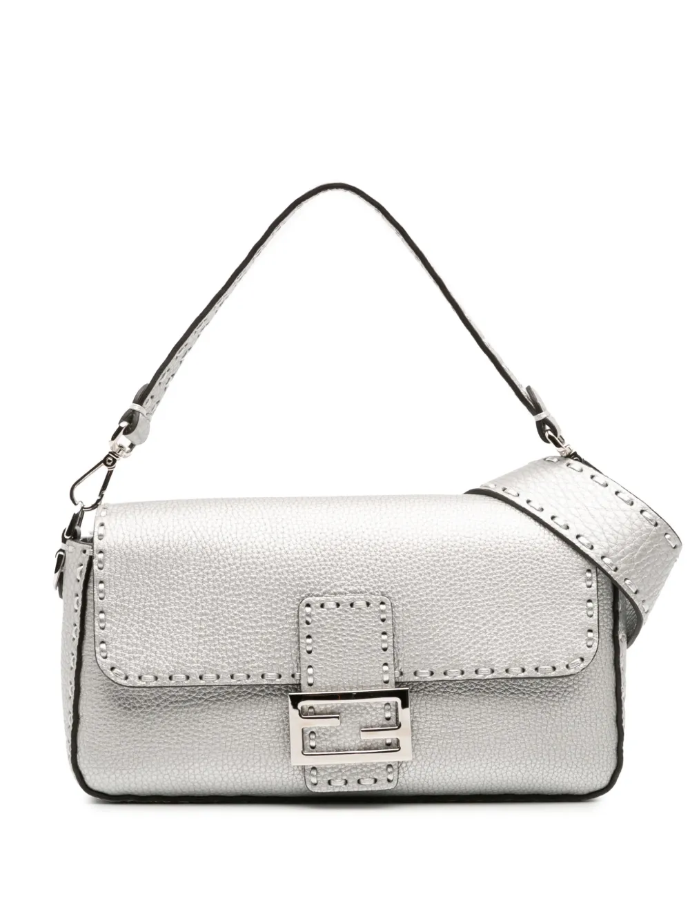 Fendi Pre-Owned 2010-2025 レザー セレリア バゲット サッチェルバッグ - シルバートーン Fendi Pre-Owned 2010-2025 レザー セレリア バゲット サッチェルバッグ - シルバートーン
