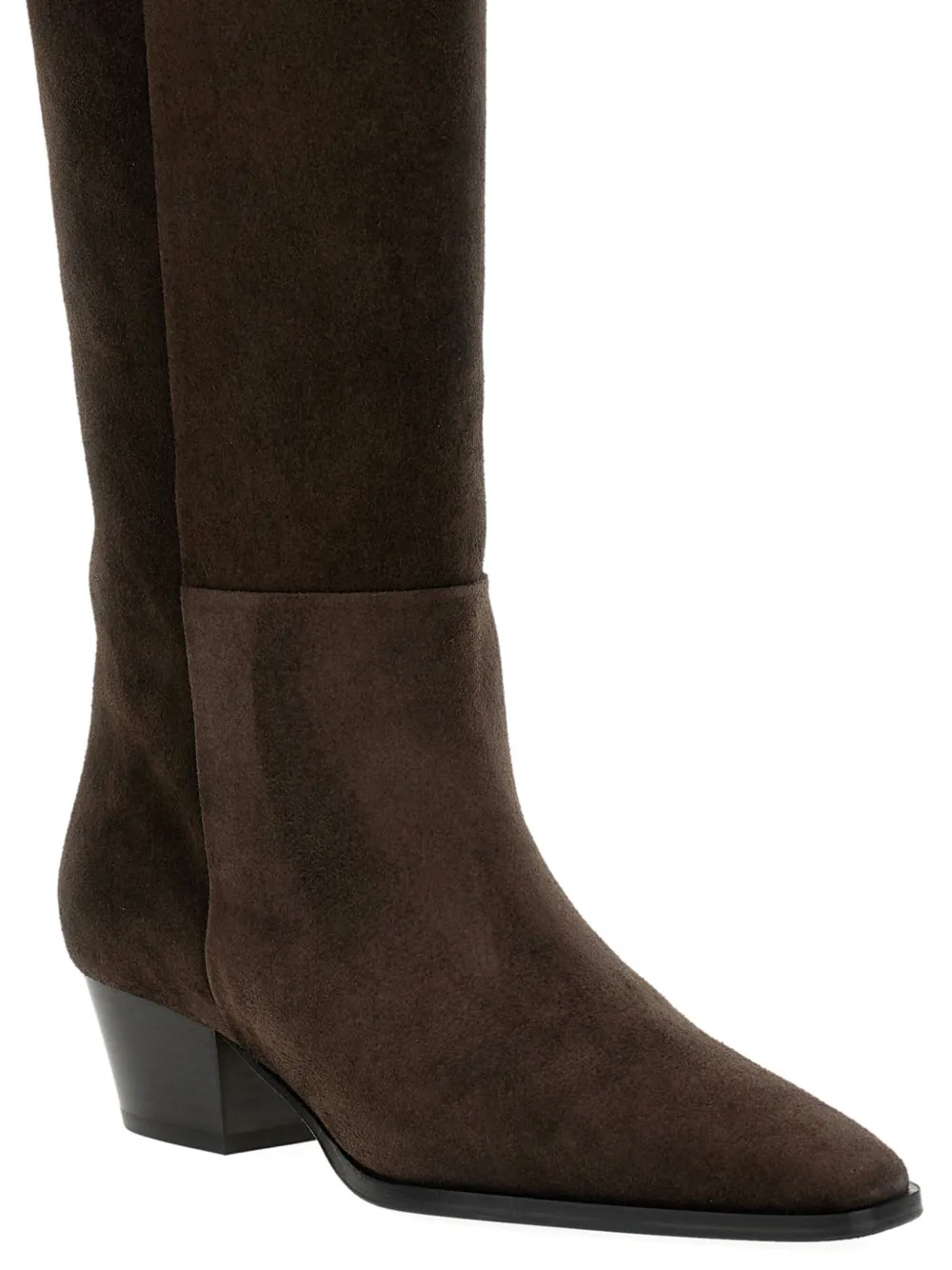 Aeyde 45mm Medea suede leather knee-high boots Brown
