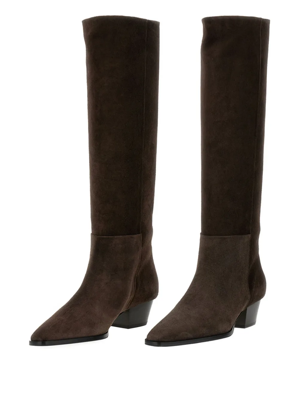 Aeyde 45mm Medea suede leather knee-high boots Brown