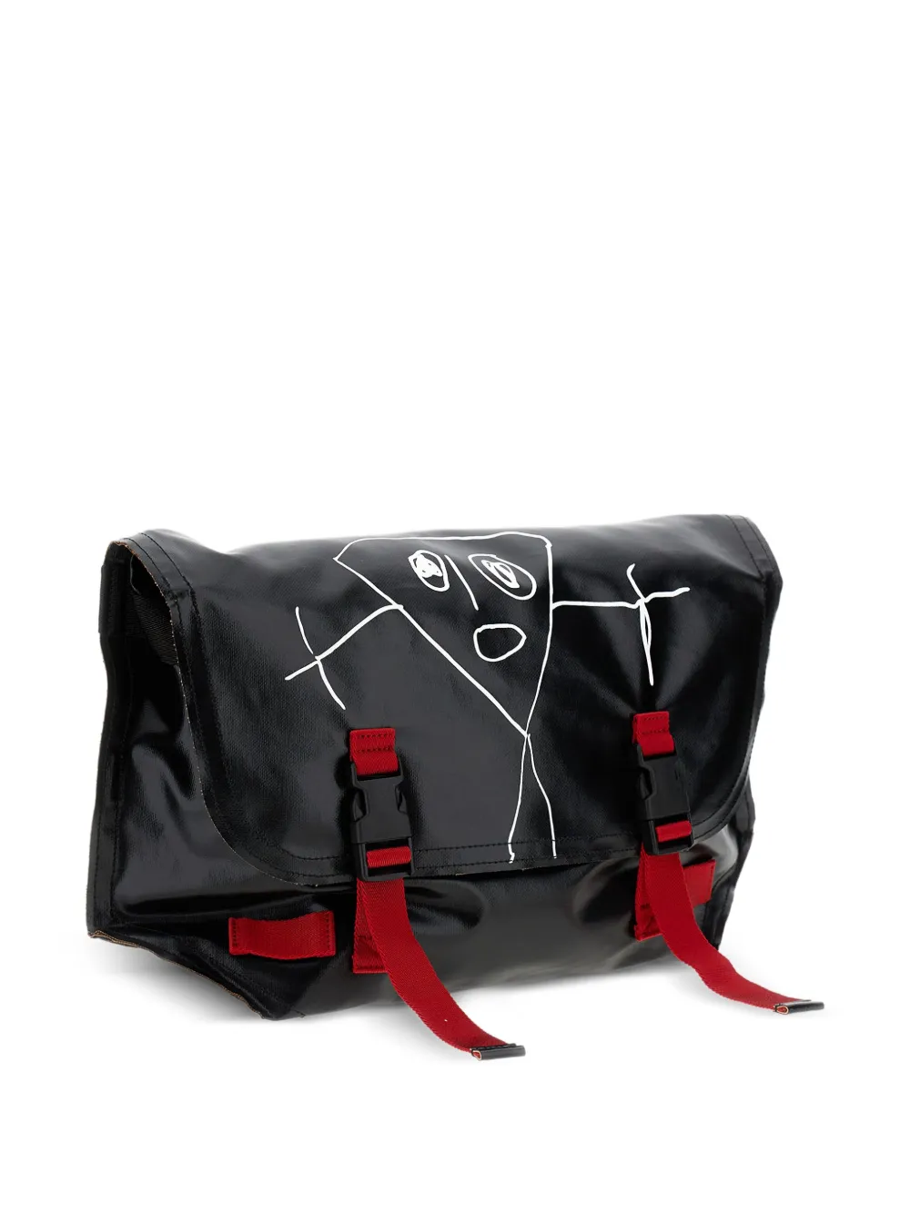 Plan C Schoudertas met gesp en print Zwart