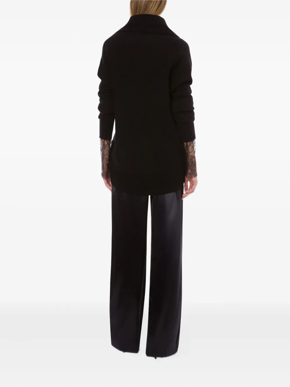 Alberta Ferretti ribbed shawl-collar cardigan Zwart