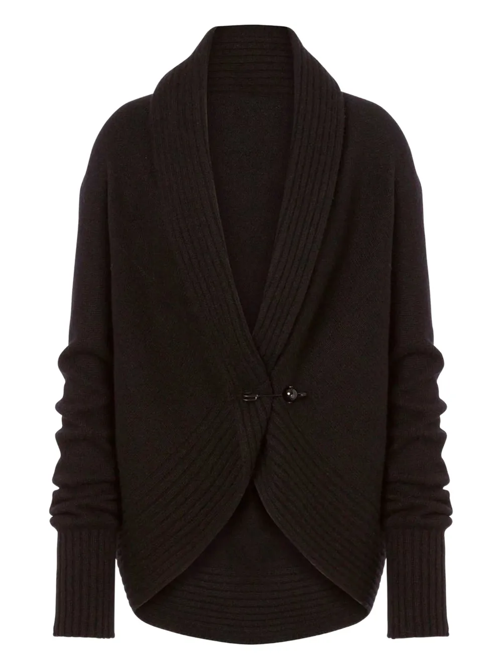 Alberta Ferretti ribbed shawl-collar cardigan Zwart