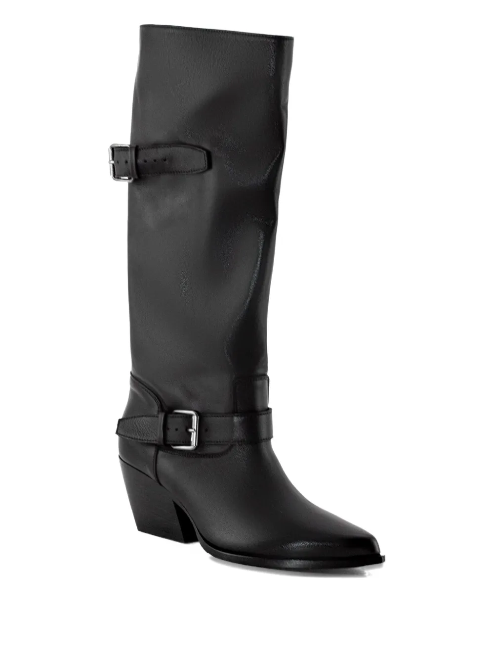 Elena Iachi 70mm Buckle-detail Pointed-toe Boots In Black