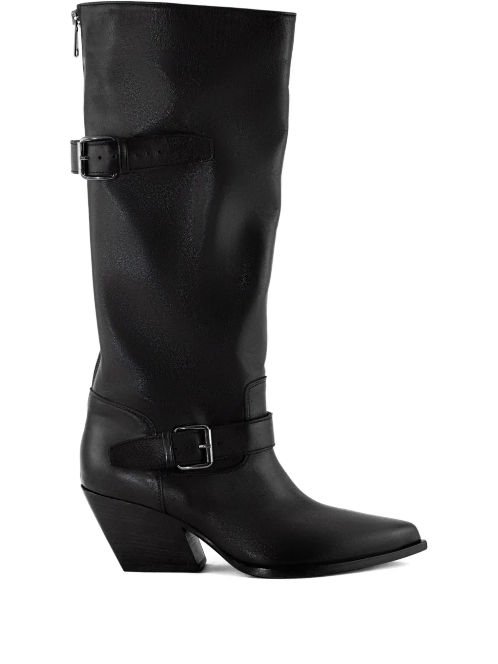 Elena Iachi 70mm Buckle-detail Pointed-toe Boots In Black