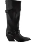 Elena Iachi 70mm buckle-detail pointed-toe boots - Black