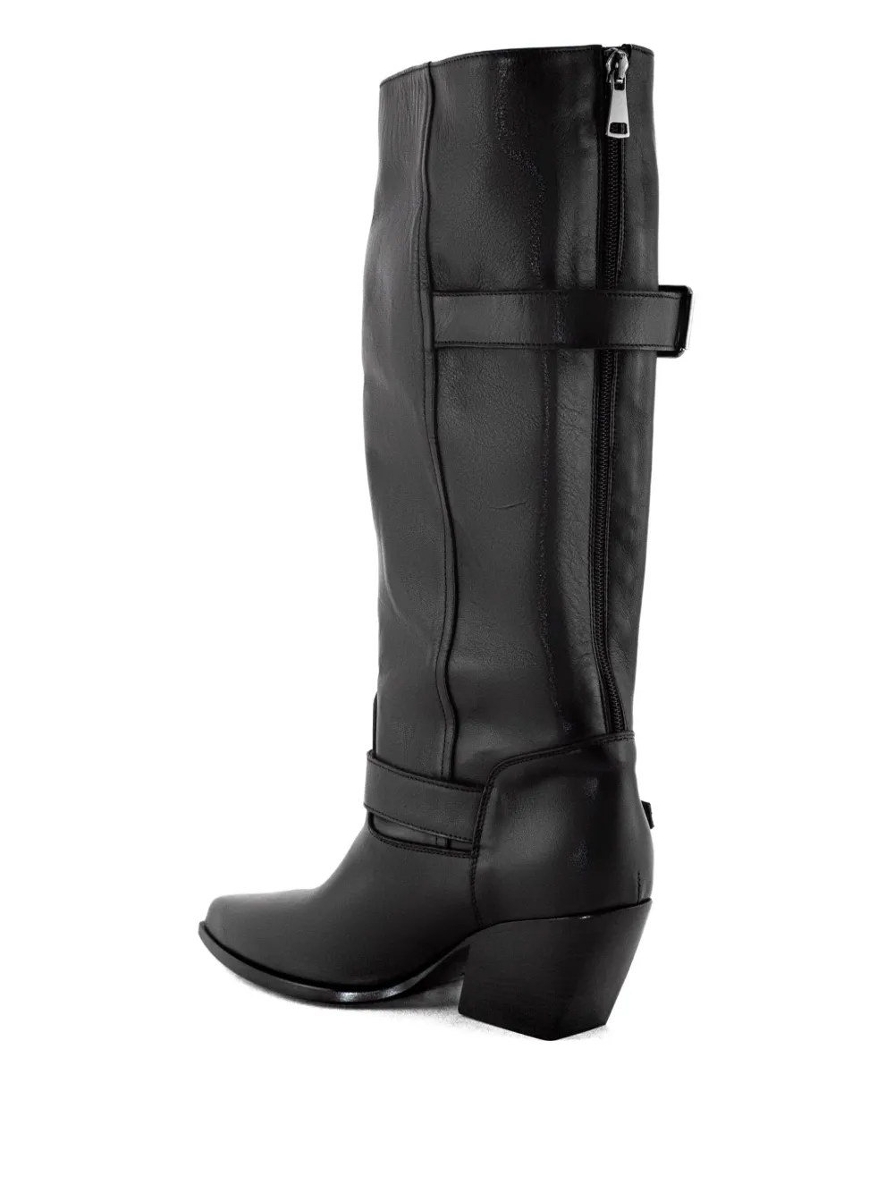 Elena Iachi 70mm Buckle-detail Pointed-toe Boots In Black