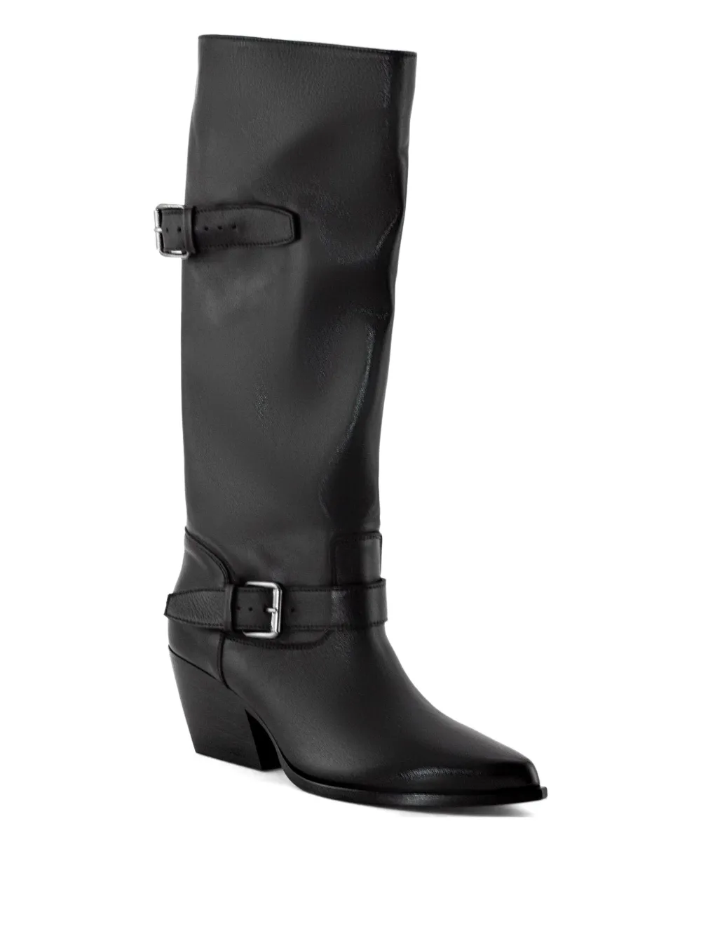 Elena Iachi 70mm buckle-detail pointed-toe boots Black