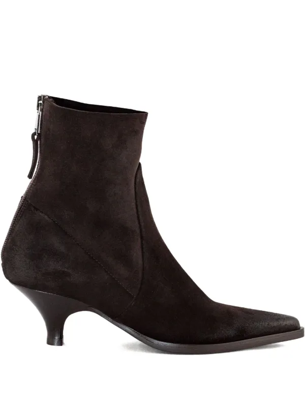 Elena Iachi 50mm pointed-toe Zipped Ankle Boots Brown