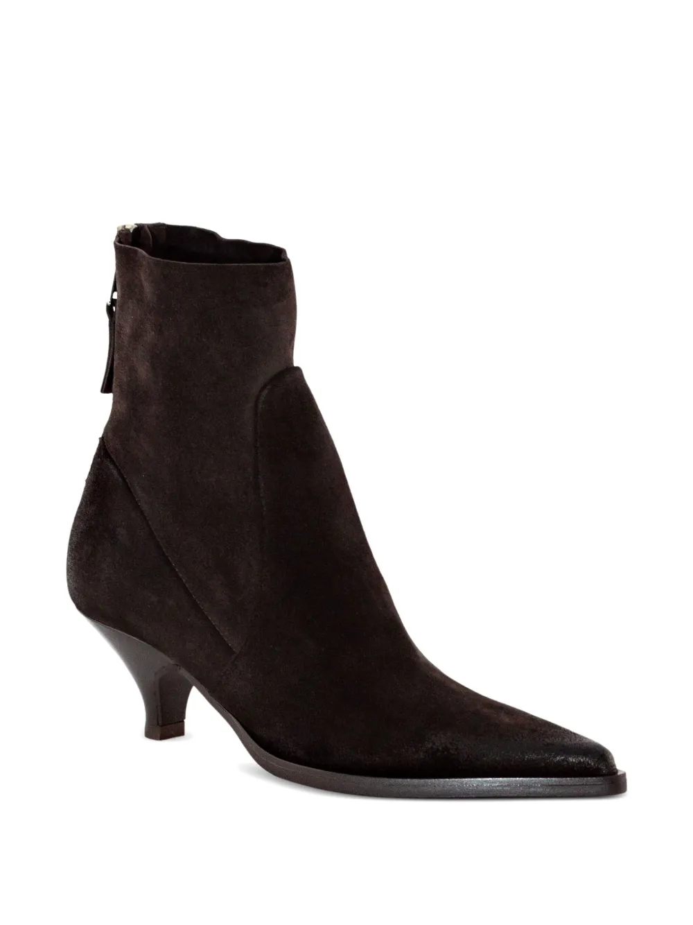 Elena Iachi 50mm pointed-toe zipped ankle boots Brown